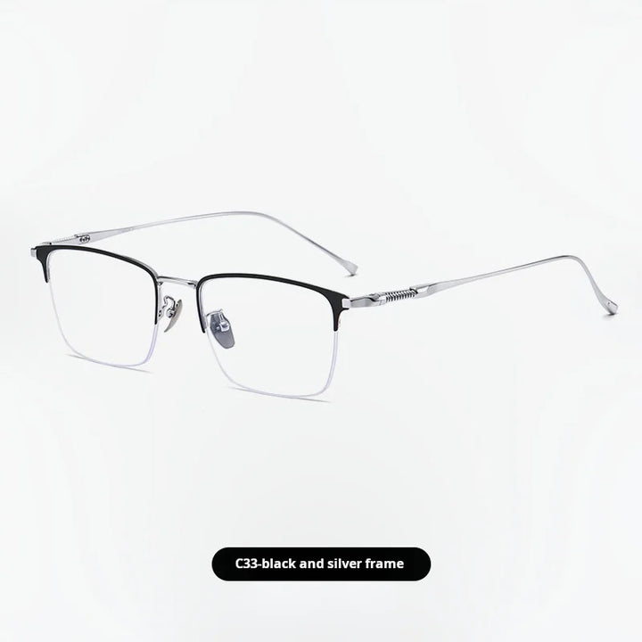 Momoja Unisex Semi Rim Big Brow Line Square Titanium Eyeglasses 729011