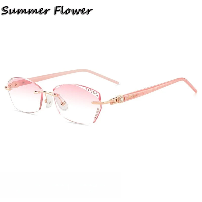Summer Flower Women's Rimless Oval Square Titanium Eyeglasses 613558