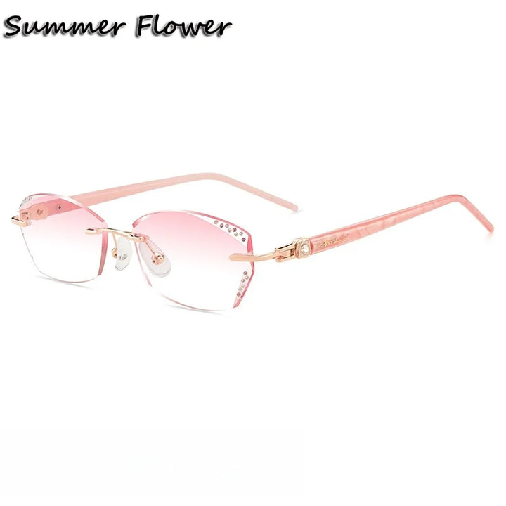 Summer Flower Women's Rimless Oval Square Titanium Eyeglasses 613558
