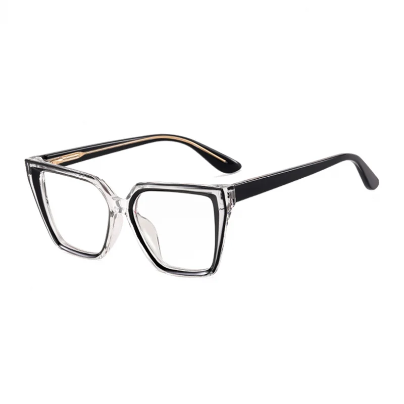 Ralferty Women's Full Rim Square Cat Eye Acetate Eyeglasses R97714 Full Rim Ralferty C1 Black Clear CHINA 