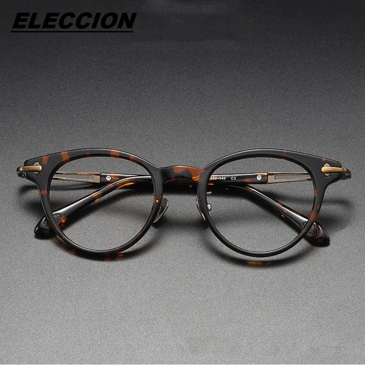 Eleccion Unisex Full Rim Oval Titanium Acetate Eyeglasses 14322