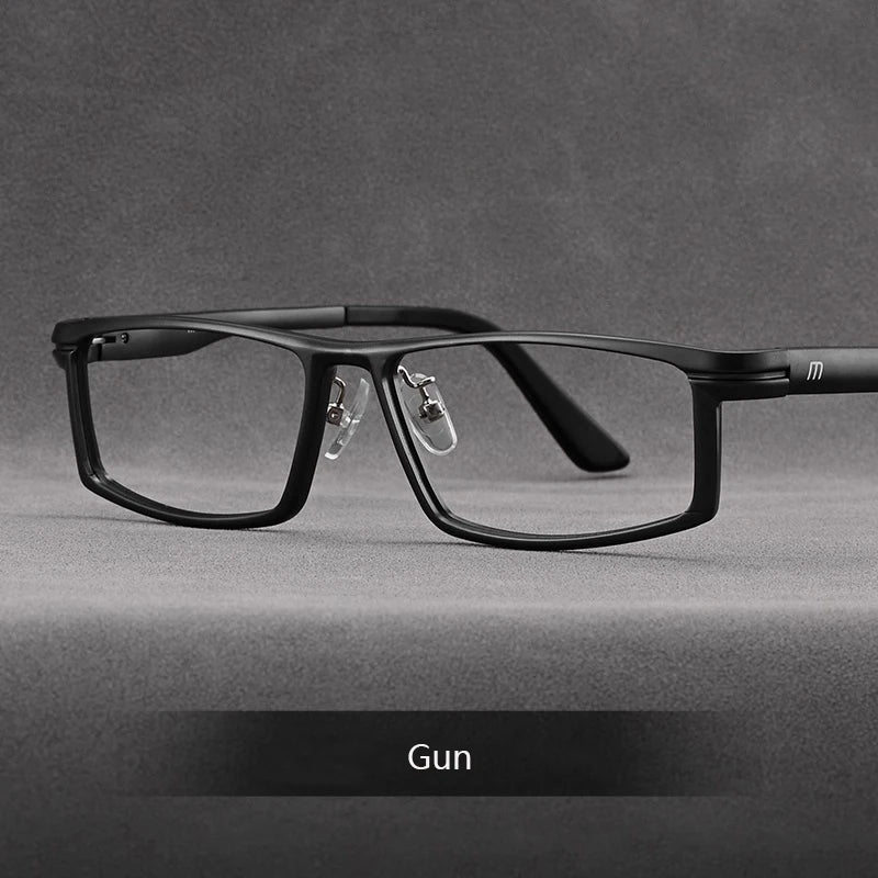 Hdcrafter Men's Full Rim Square Brow Line Titanium Tr 90 Eyeglasses 262701