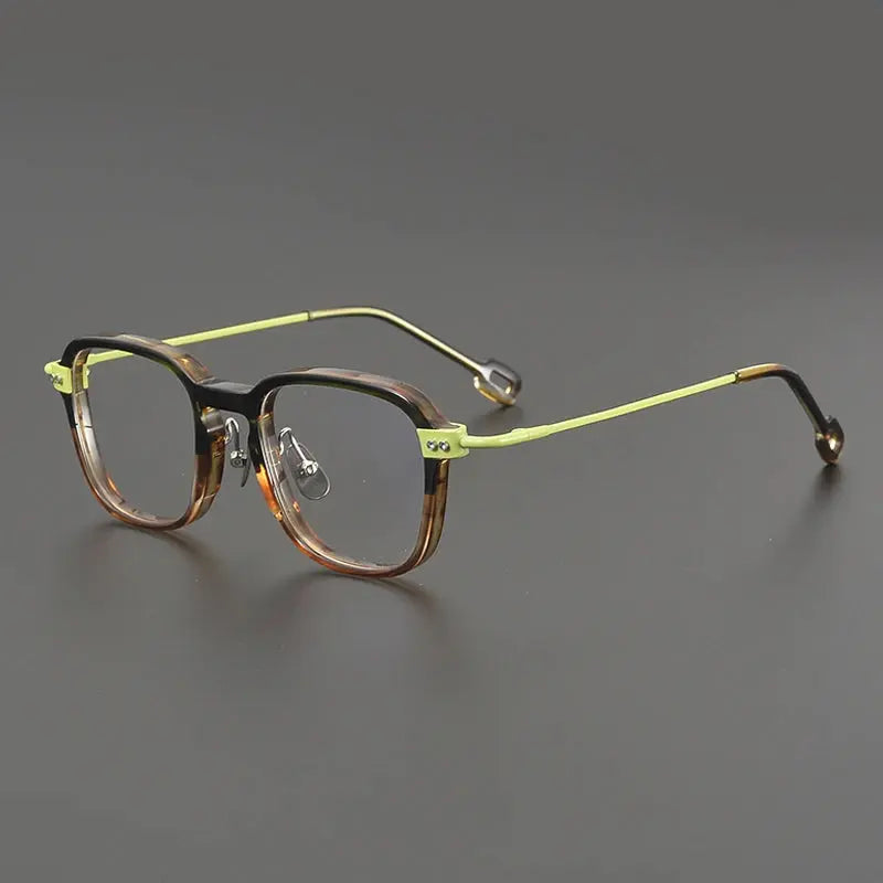 Gatenac Unisex Full Rim Big Square Acetate Titanium Eyeglasses 679009 FuzWeb