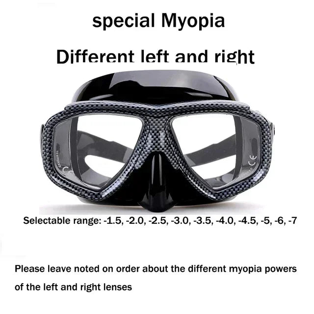 Aleefa Unisex Goggle Pc Tempered Glass Lens Silicone Myopic Swim Mask 64203