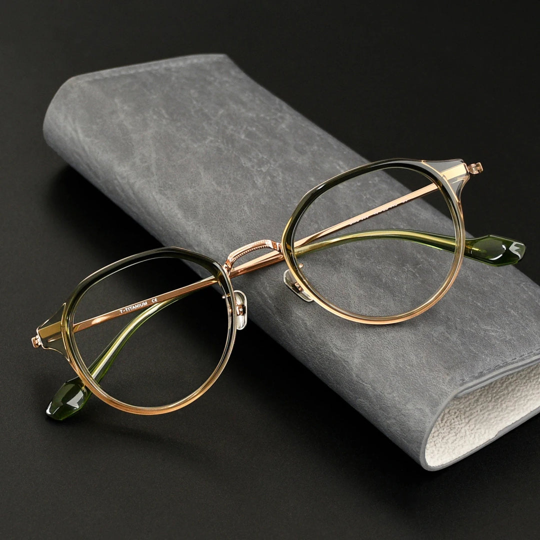 Black Mask Unisex Full Rim Round Titanium Eyeglasses BM-G636