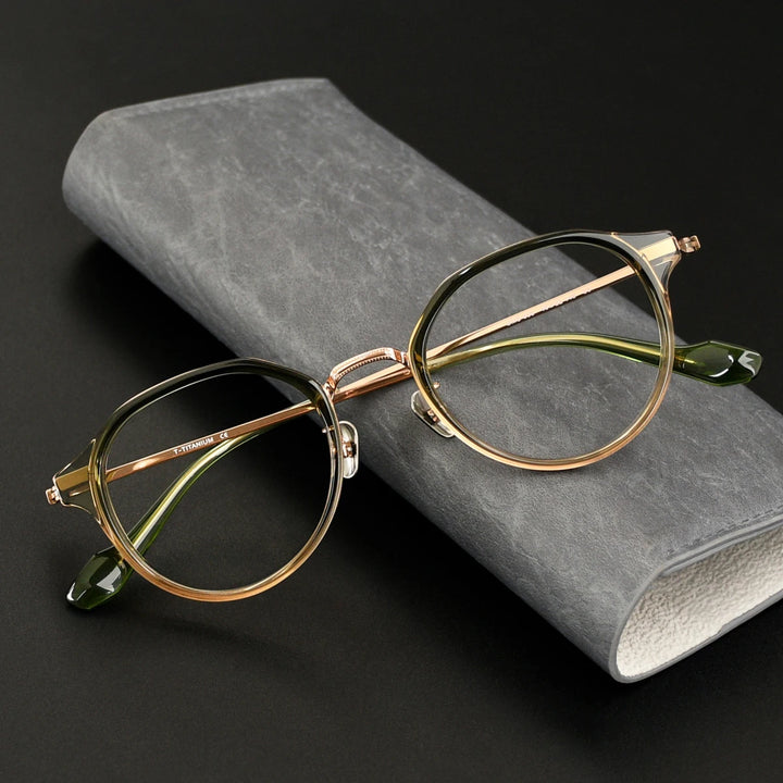 Black Mask Unisex Full Rim Round Titanium Eyeglasses BM-G636