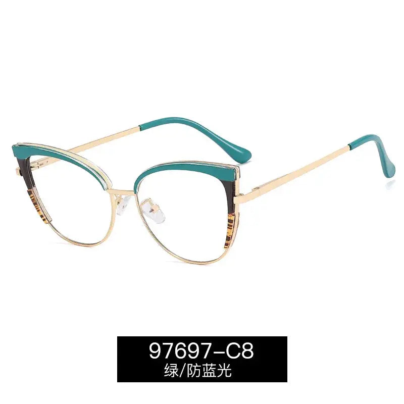 Handoer Women's Full Rim Oval Cat Eye Acetate Alloy Eyeglasses 97697.