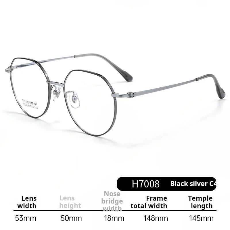 Momoja Unisex Full Rim Flat Top Round Titanium Eyeglasses 77008