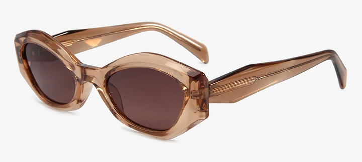 Esnbie Unisex Full Rim Oval Cat Eye Scuplted Acetate Sunglasses 230621
