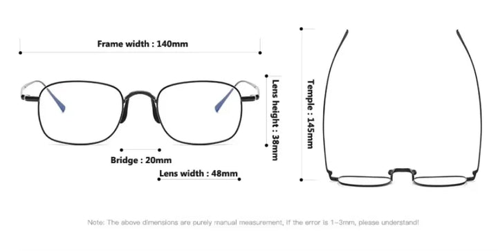 Oveliness Unisex Full Rim Small Square Titanium Eyeglasses 41065 Full Rim Oveliness