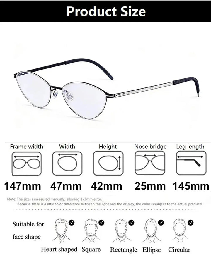 Aimee Unisex Full Rim Oval Titanium Screwless Eyeglasses 481465 FuzWeb