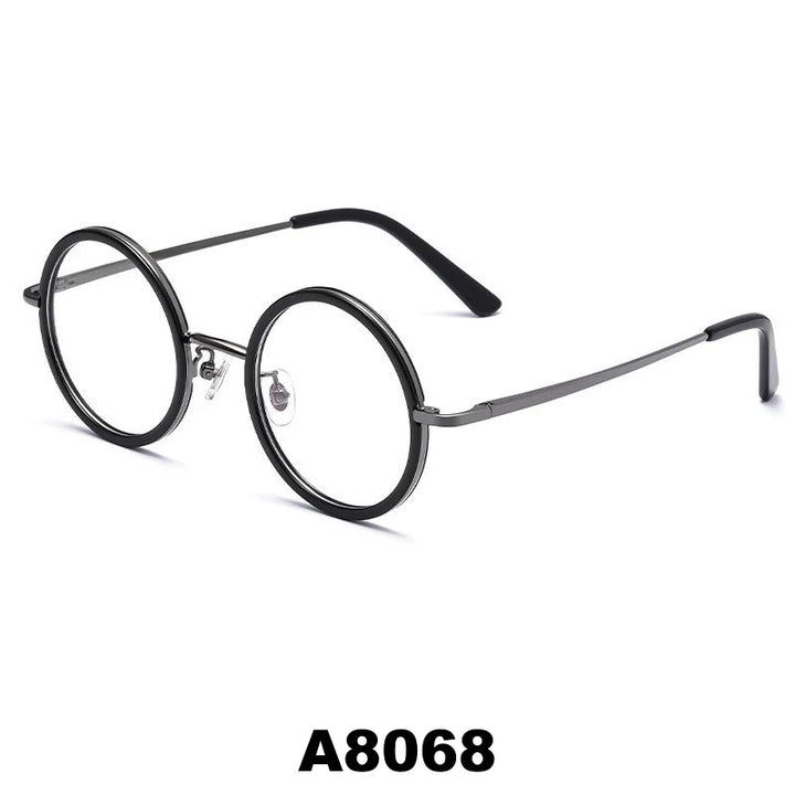 Yimaruili Unisex Full Rim Round Pure Titanium Eyeglasses A8068/A8069 — view 5 | Yimaruili at FuzWeb