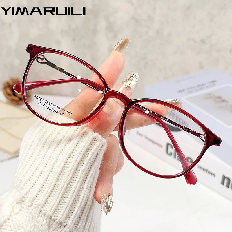 Yimaruili Women's Full Rim Oval Square Tr 90 Alloy Eyeglasses 942127 Full Rim Yimaruili Eyeglasses