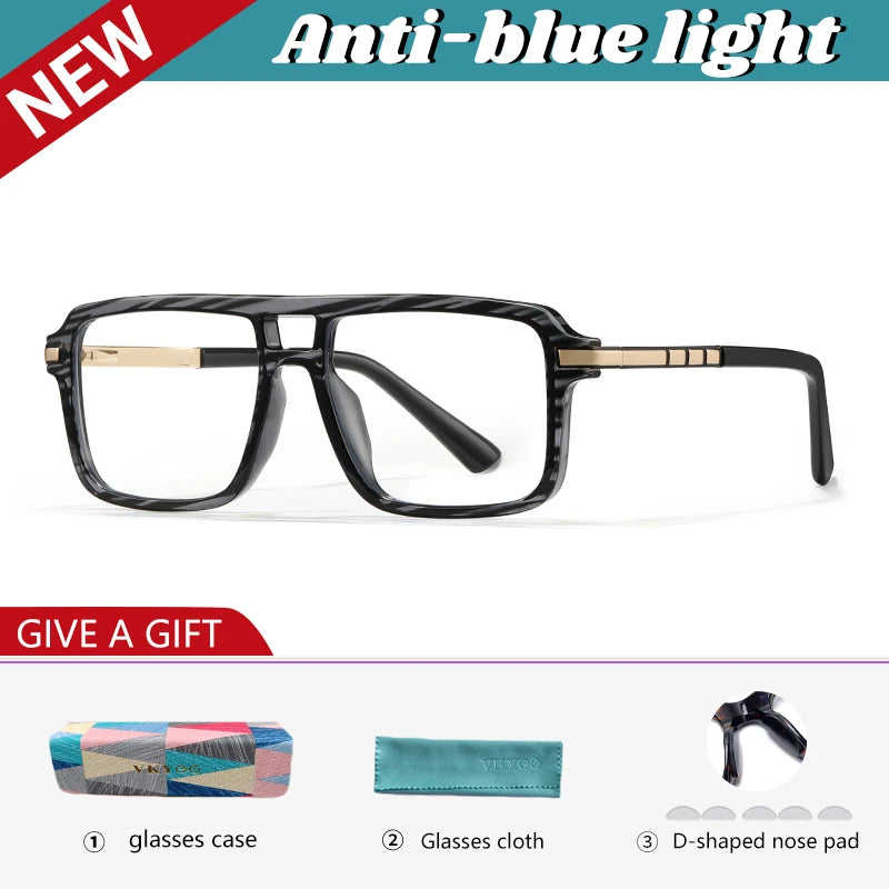 Vicky Unisex Full Rim Square Double Bridge Tr 90 Alloy Reading Glasses 360026