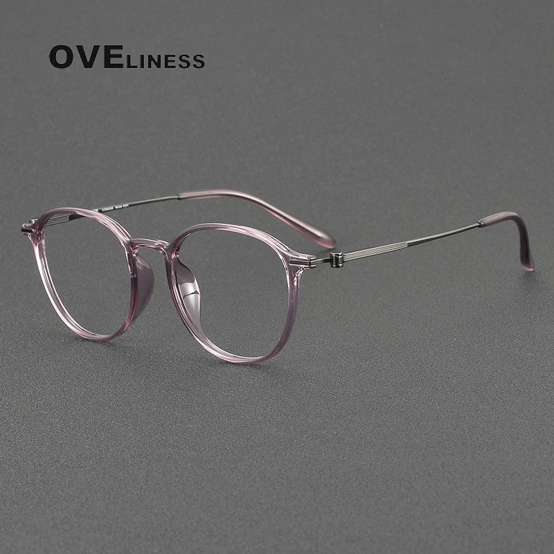 Oveliness Women's Full Rim Round Titanium Ultem Eyeglasses 8672 Full Rim Oveliness   