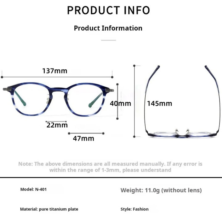 Momoja Women's Full Rim Round Titanium Acetate Eyeglasses 722401