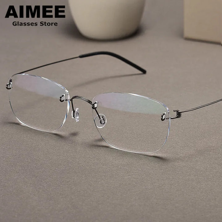 Aimee Women's Rimless Square Titanium Eyeglasses 29740