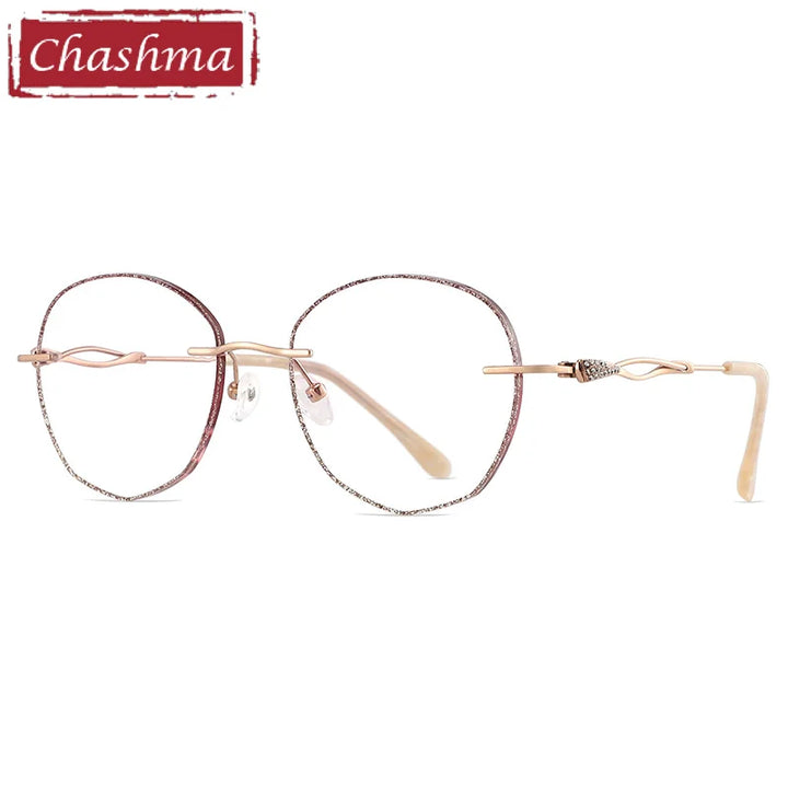 Chashma Women's Rimless Round Titanium Eyeglasses 99802 Rimless Chashma Gold Transparent  