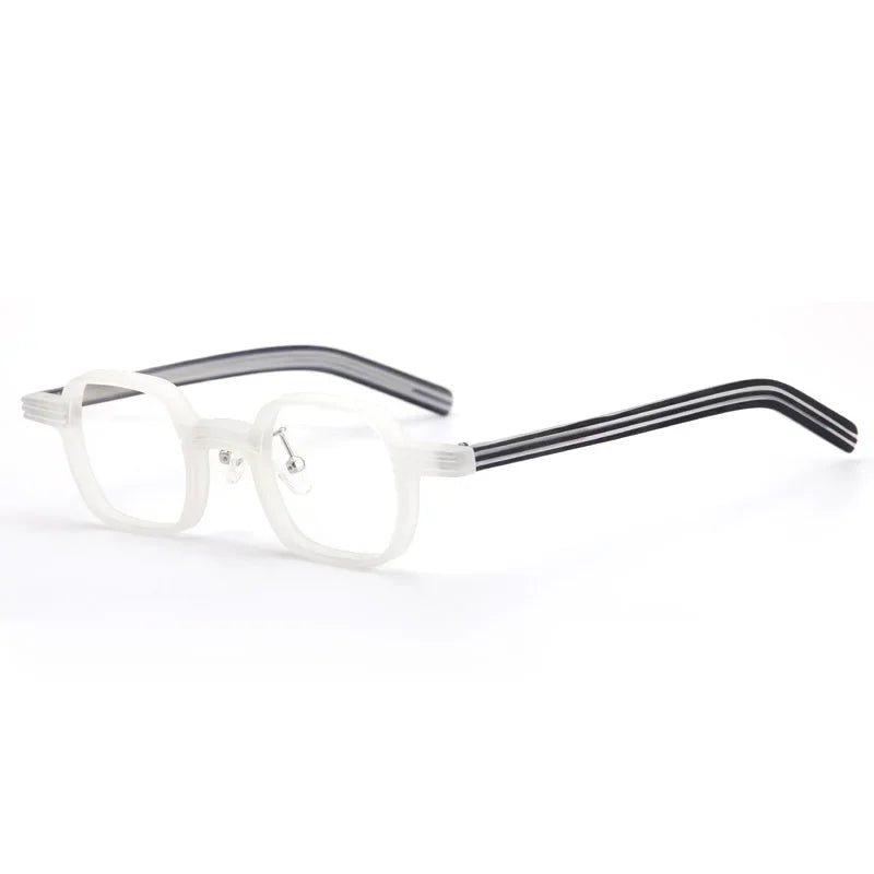 Aror Unisex Full Rim Square Acetate Titanium Eyeglasses 49410 Full Rim Aror WHITE