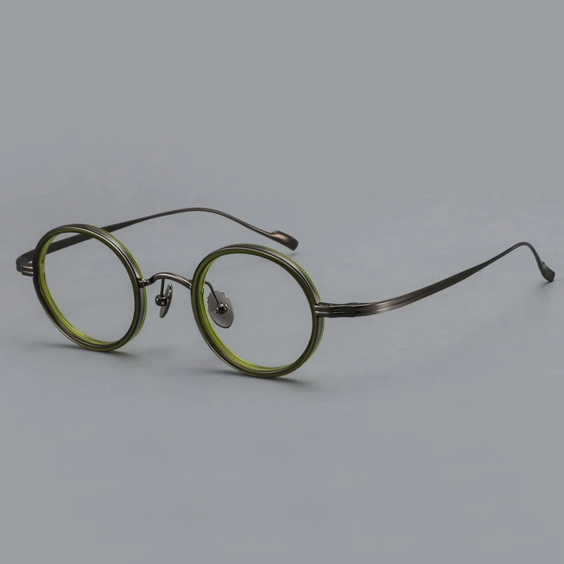 Black Mask Unisex Full Rim Round Titanium Eyeglasses BM-6080