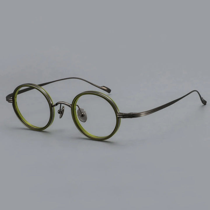 Black Mask Unisex Full Rim Round Titanium Eyeglasses BM-6080