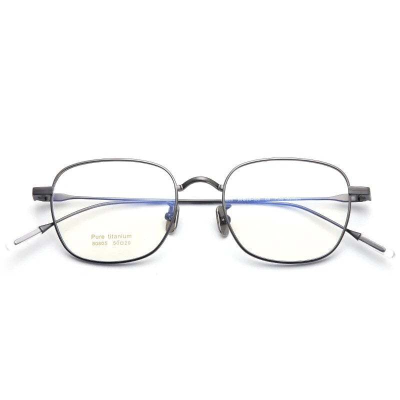 Muzz Men's Full Rim Square Titanium Eyeglasses 80804 Full Rim Muzz Gray  