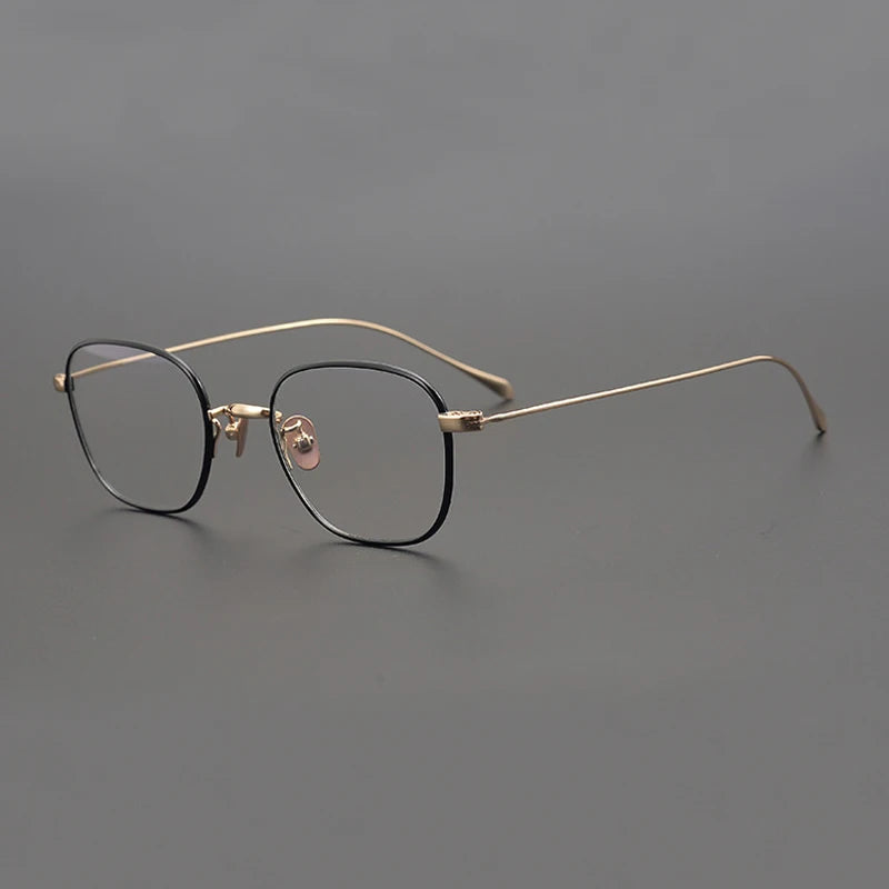 Black Mask Unisex Full Rim Square Titanium Eyeglasses M199 Full Rim Black Mask Black-Gold  