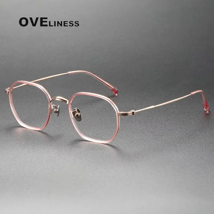 Oveliness Unisex Full Rim Square Oval Titanium Acetate Eyeglasses 8503 Full Rim Oveliness pink rose gold  