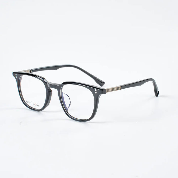 Yimaruili Unisex Full Rim Oval Acetate Titanium Eyeglasses 322003