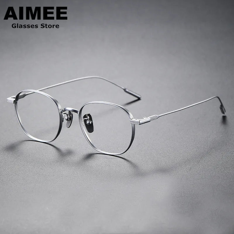 Aimee Women's Full Rim Polygon Square Titanium Eyeglasses 49808 Full Rim Aimee Silver