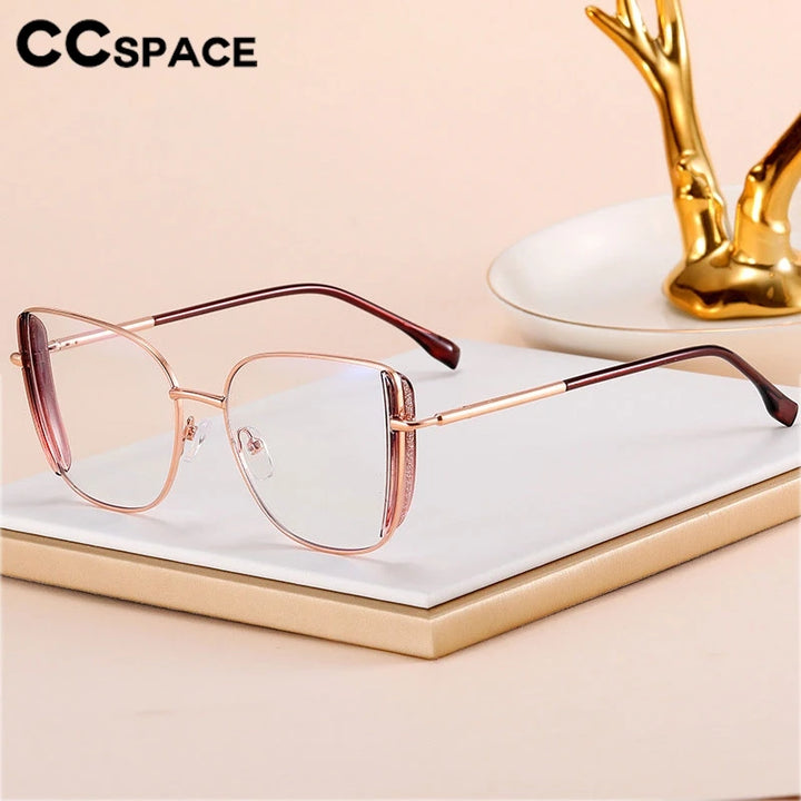 CCspace Women's Full Rim Square Tr 90 Titanium Eyeglasses 300377 Full Rim CCSpace   