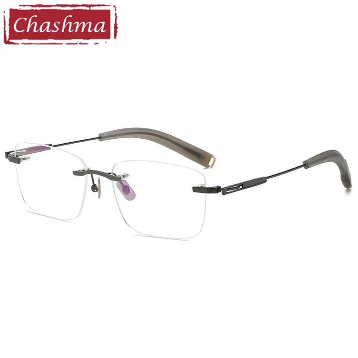 Chashma Ottica Men's Rimless Square Titanium Eyeglasses 80814 Rimless Chashma Ottica Gray  