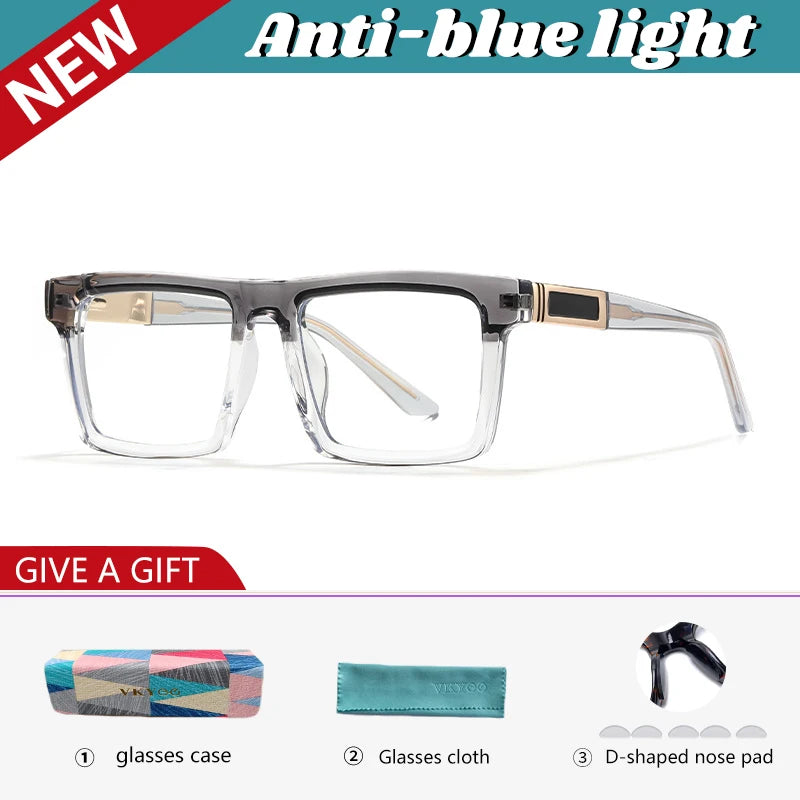 Vicky Men's Full Rim Square Brow Line Tr 90 Alloy Reading Glasses 360034