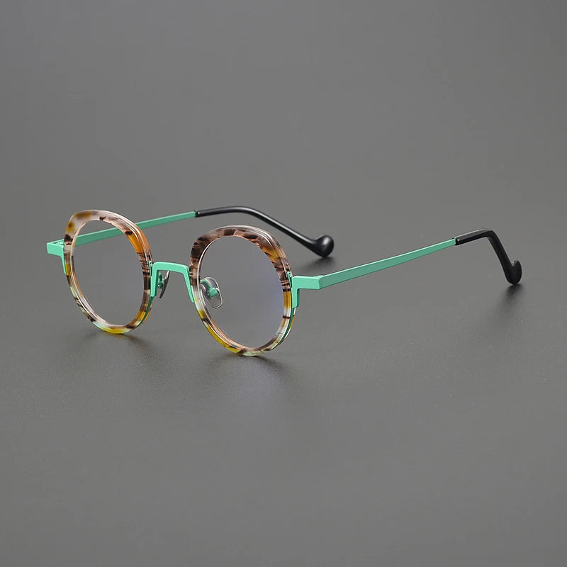 Gatenac Unisex Full Rim Oval Square Titanium Acetate Eyeglasses G1527 Full Rim Gatenac Green  