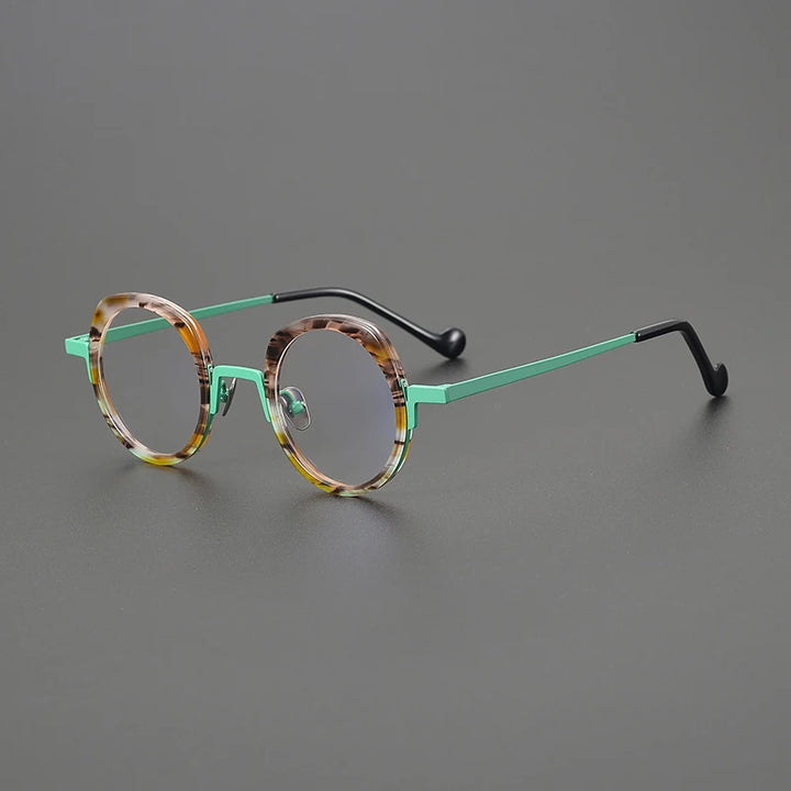 Gatenac Unisex Full Rim Oval Square Titanium Acetate Eyeglasses G1527 Full Rim Gatenac Green  