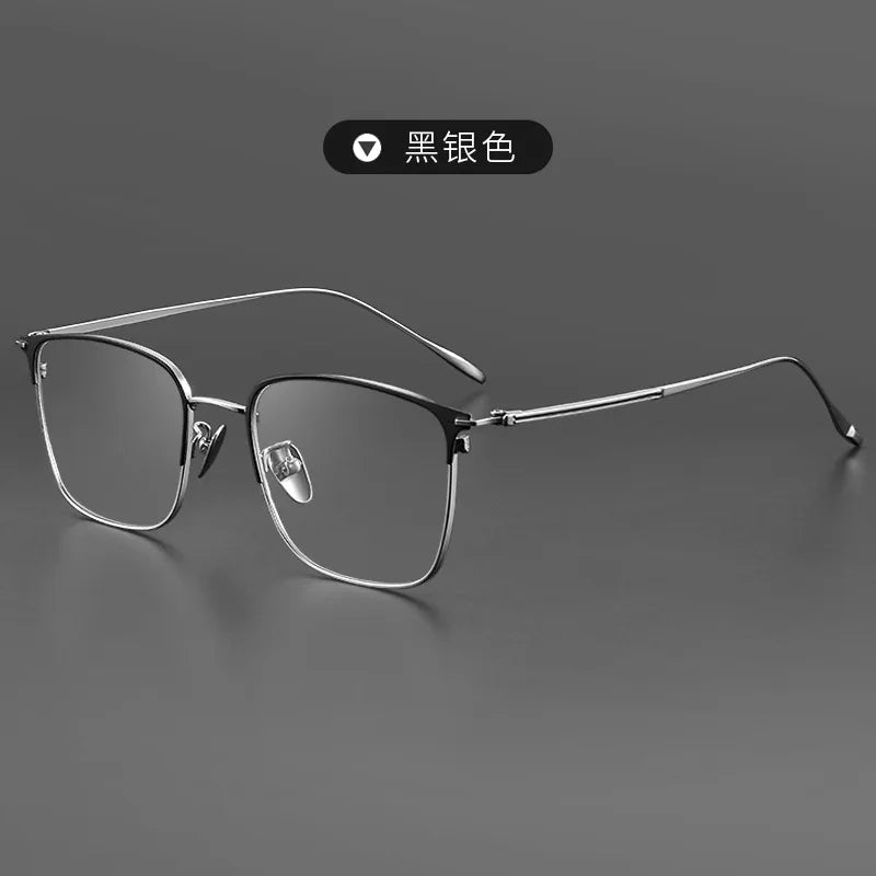 Zirosat Unisex Full Rim Square Acetate Titanium Eyeglasses 890932