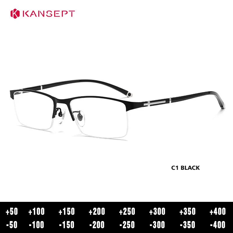 Kansept Unisex Full Rim Square Al-Mg-Titanium Reading Glasses 619211