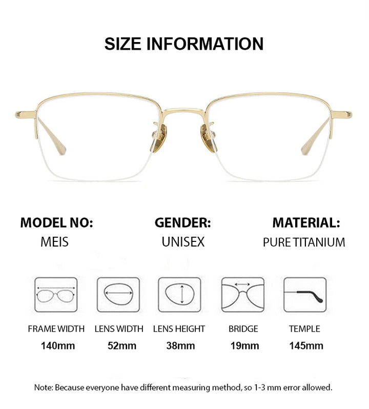 Summer Flower Men's Semi Rim Polygon Square Titanium Eyeglasses 814038 Semi Rim Summer Flower