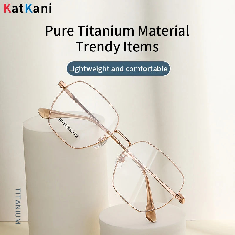 KatKani Women's Full Rim Polygon Titanium Eyeglasses 98455 Full Rim KatKani Eyeglasses   