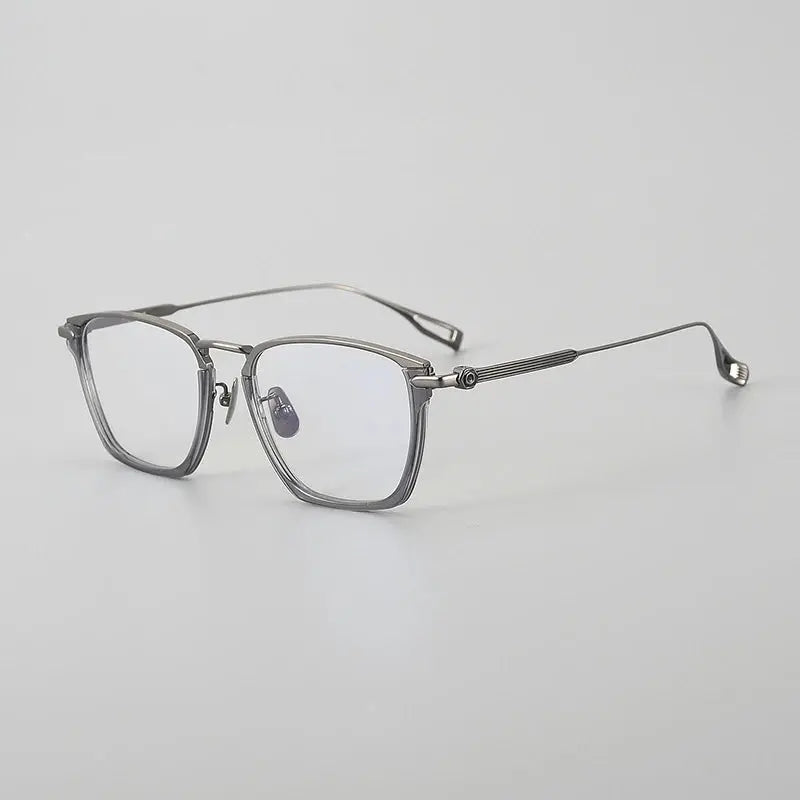 Gatenac Unisex Full Rim Polygon Square Titanium Acetate Eyeglasses 624015 FuzWeb