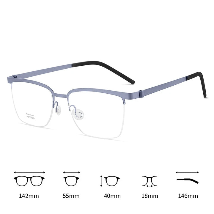 Yimaruili Men's Semi Rim Square Titanium Eyeglasses 367427