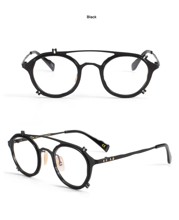 Muzz 0028 unisex round titanium acetate prescription eyeglasses — view 4