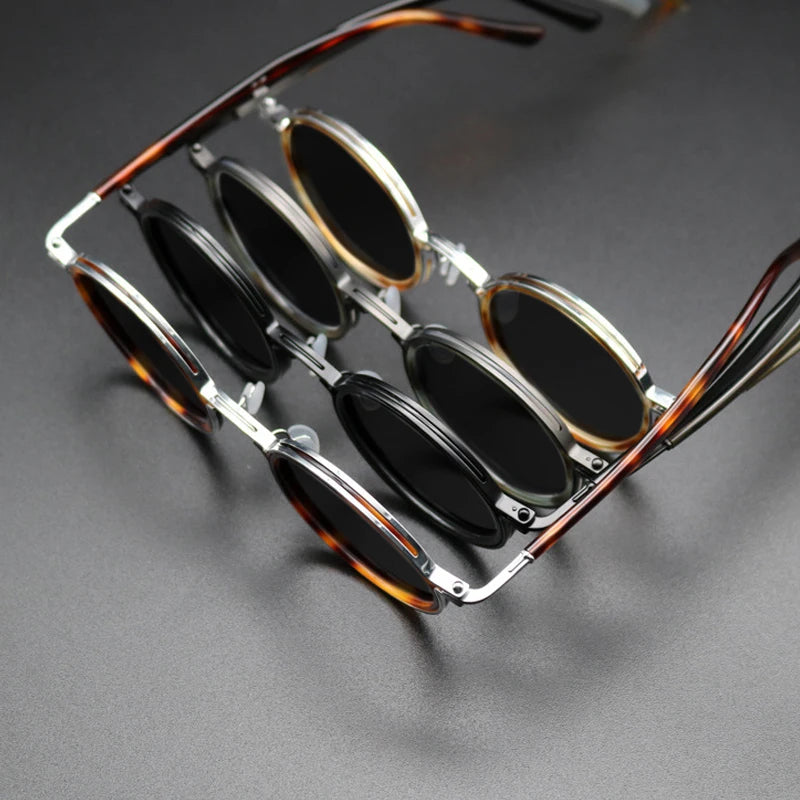 Gatenac Unisex Full Rim Round Polarized Acetate Titanium Sunglasses Mo10  FuzWeb    
