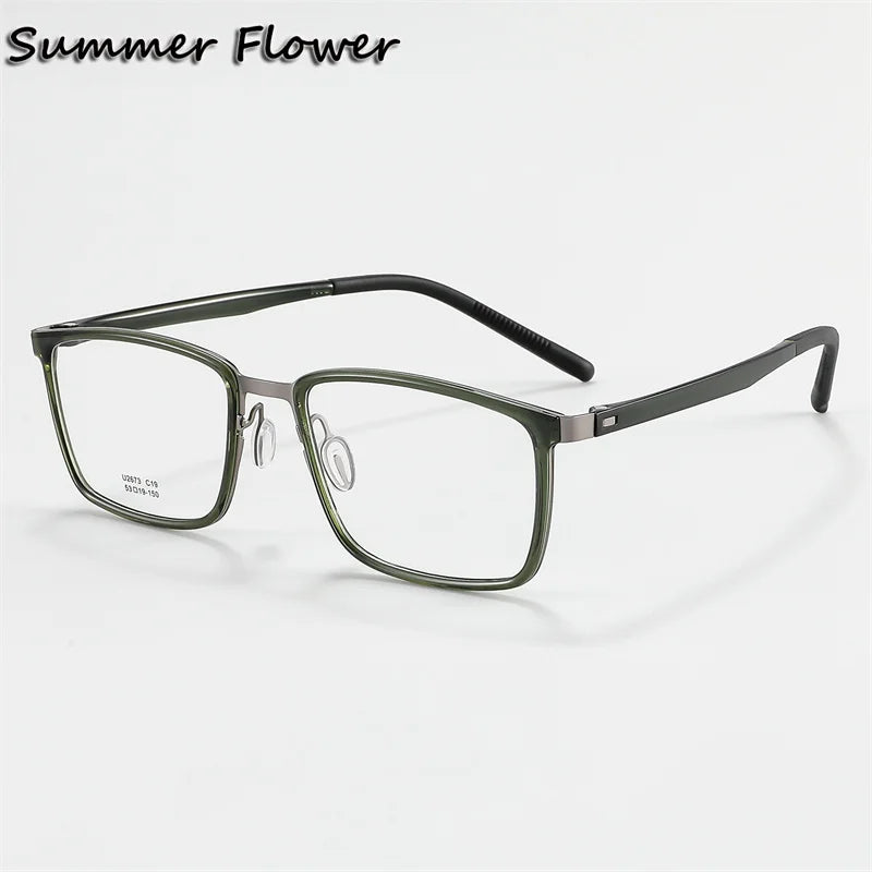 Summer Flower Women's Full Rim Square Titanium Eyeglasses 26734