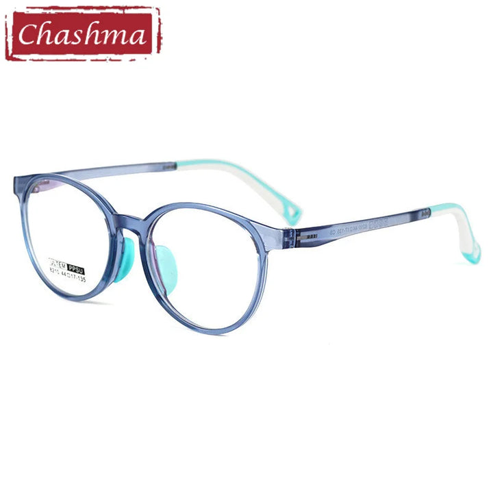 Chashma Ottica Unisex Youth Full Rim Round Tr 90 Titanium Eyeglasses 8210 Full Rim Chashma Ottica Light Blue  