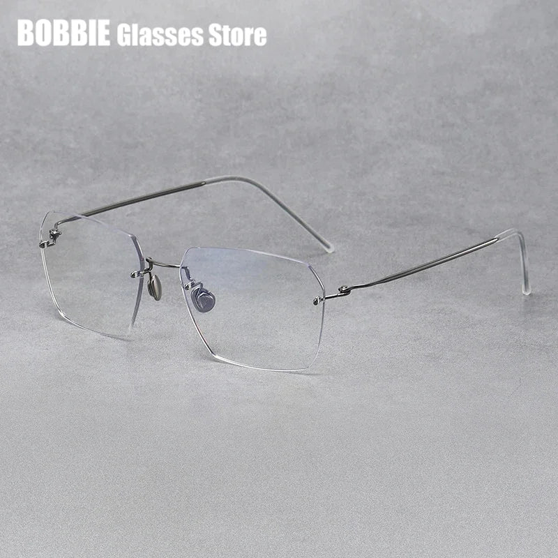 Bobbie Women's Rimless Polygon Square Titanium Eyeglasses 251256