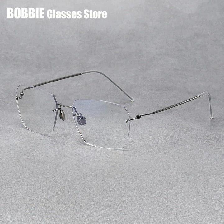 Bobbie Women's Rimless Polygon Square Titanium Eyeglasses 251256