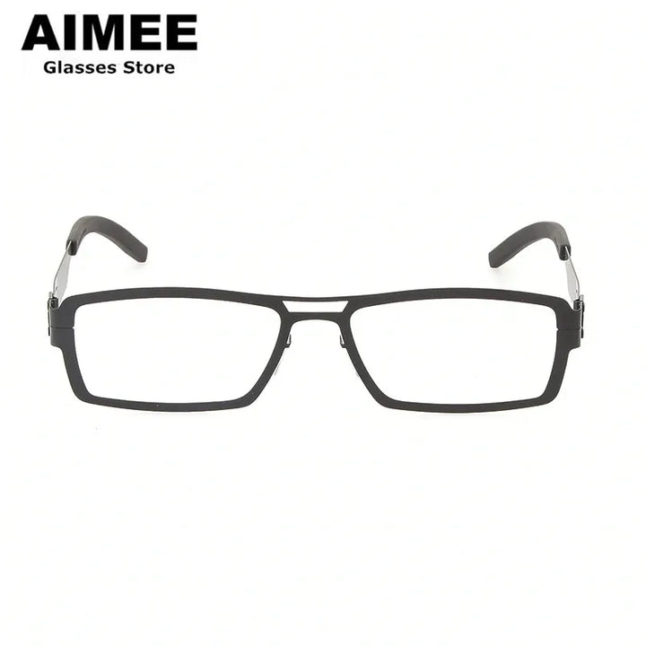 Aimee Unisex Full Rim Square Double Bridge Screwless Steel Eyeglasses 1173 Full Rim Aimee   