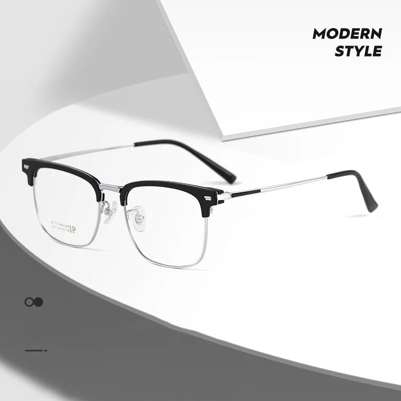 Hotochki Unisex Full Rim Oval Square Titanium Eyeglasses 23214