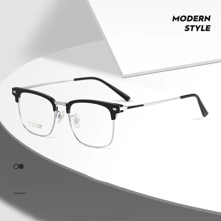 Hotochki Unisex Full Rim Oval Square Titanium Eyeglasses 23214